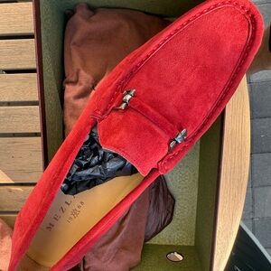 Mezlan Vibrant Red Suede Loafers